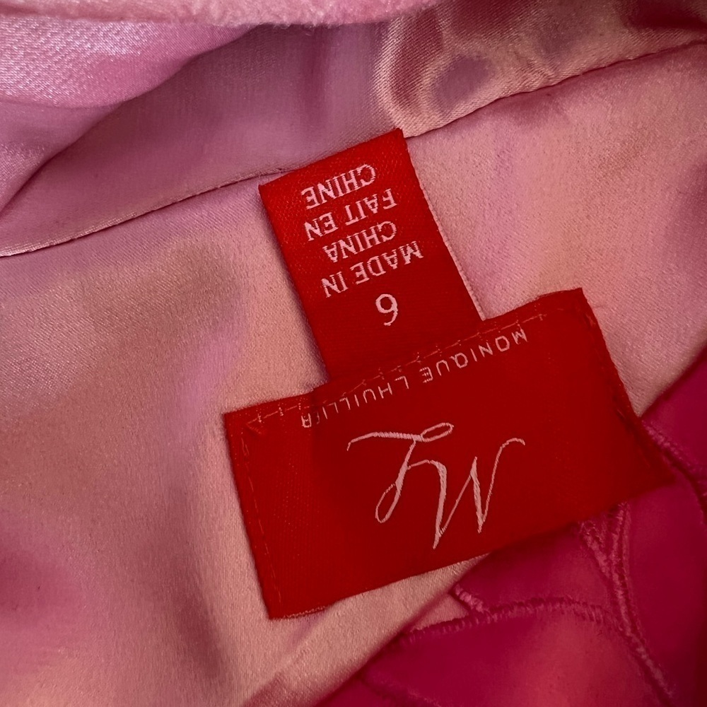 Monique Lhuillier Pink Floral Lace Fit Flare Dress - Picture 13 of 13